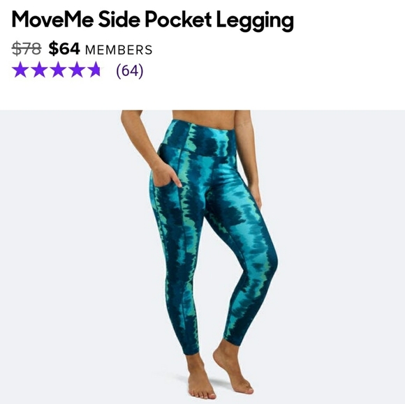MeUndies Pants - MeUndies MoveMe Side Pocket Legging in Teal Tie Dye, Size L & XL, High Waist,NWT